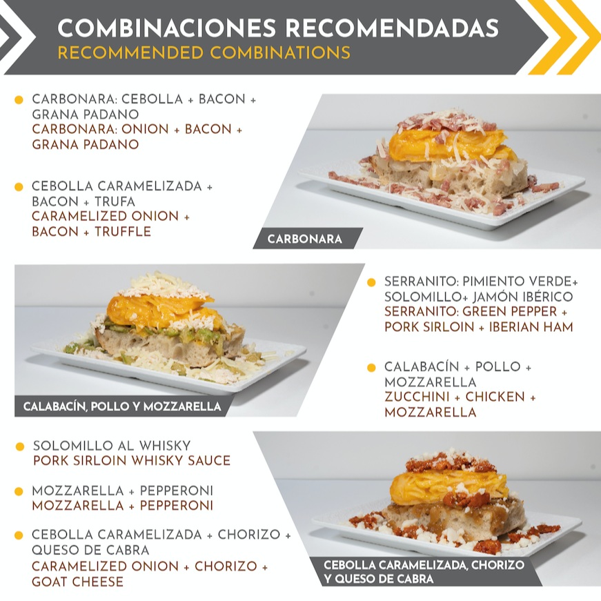¿Qué si vendemos porciones (pincho)? Claro que sí, ya que no parabais de pedírnoslo, aquí las tenemos... y lo mejor de todo es que podéis personalizarlas también. Aquí, algunas de nuestras mezclas recomendadas. Os esperamos en Tu Tortilla, calle San Eloy, 31, Sevilla, centro.